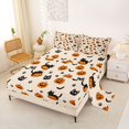 thumbnail image 2 of Manfei Spooky Print Halloween Bed Sheets,Cartoon Black Cat Full Size Sheets,4 Pieces,1 Flat Sheet,1 Fitted Sheet and 2 Pillowcases, 2 of 6