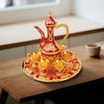 thumbnail image 6 of Esquirla European Turkish Coffee Set Beverage Drinkware Tea Trays Tea Service Set Water Serving Set for Wedding Dining Room Decoration Red, 6 of 8