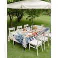 thumbnail image 4 of Outdoor Tablecloth with Umbrella Hole for Patio/Picnic/Party/Camping, Blue Coastal Waterproof Table Cloth Rectangle Table Cover Washable, Summer Beach Starfish Weeping Eucalyptus Retro (60"x 84"), 4 of 8