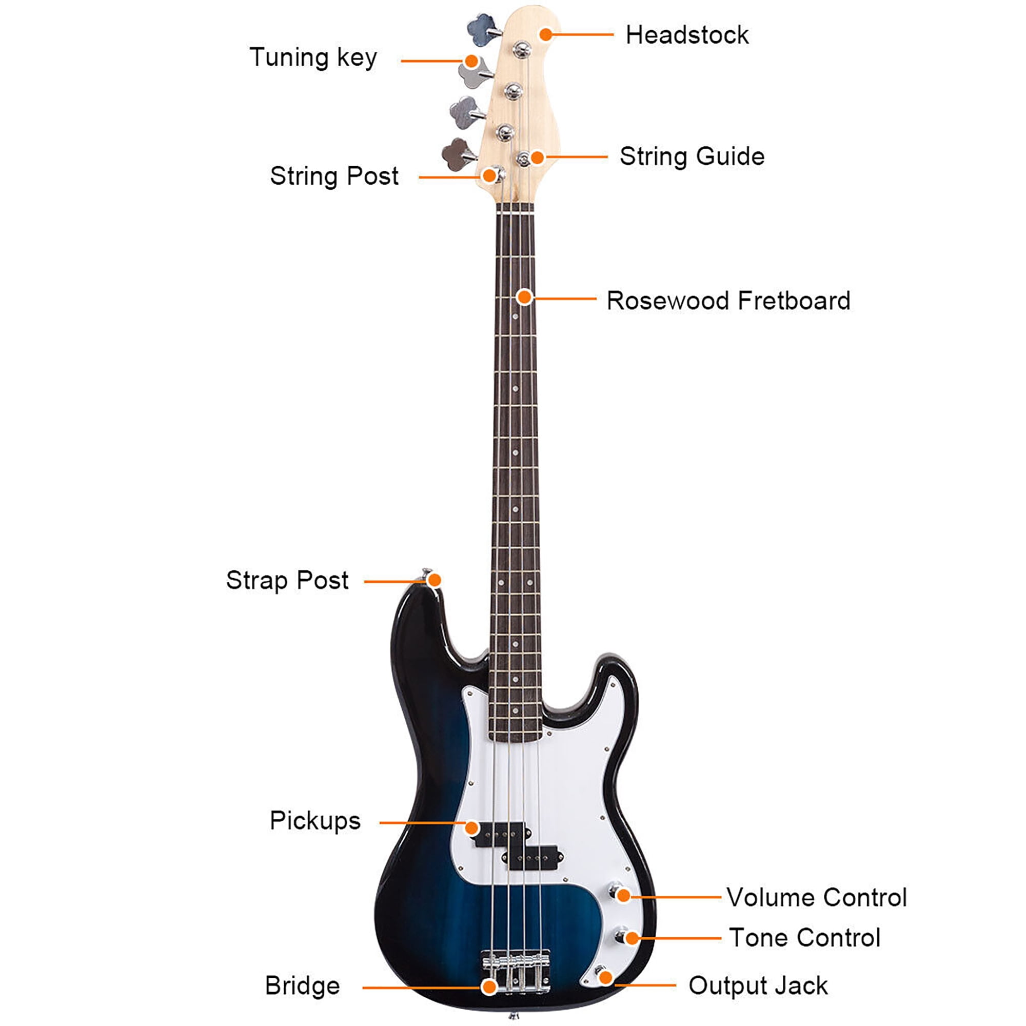 ベース 4strings Full Size 4 String Electric Bass Guitar Blue - Walmart.ca