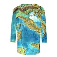 thumbnail image 4 of LYXSSBYX 3/4 Length Sleeve Womens Tops Women's Retro Map Print Fashion Printed Round Neck 3/4 Sleeve T-shirt Top, 4 of 5