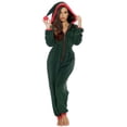 thumbnail image 5 of Women Christmas Fleece One Piece Pajamas Jumpsuit Plush Hooded Romper Warm Sleepwear Holiday Loungewear, 5 of 6