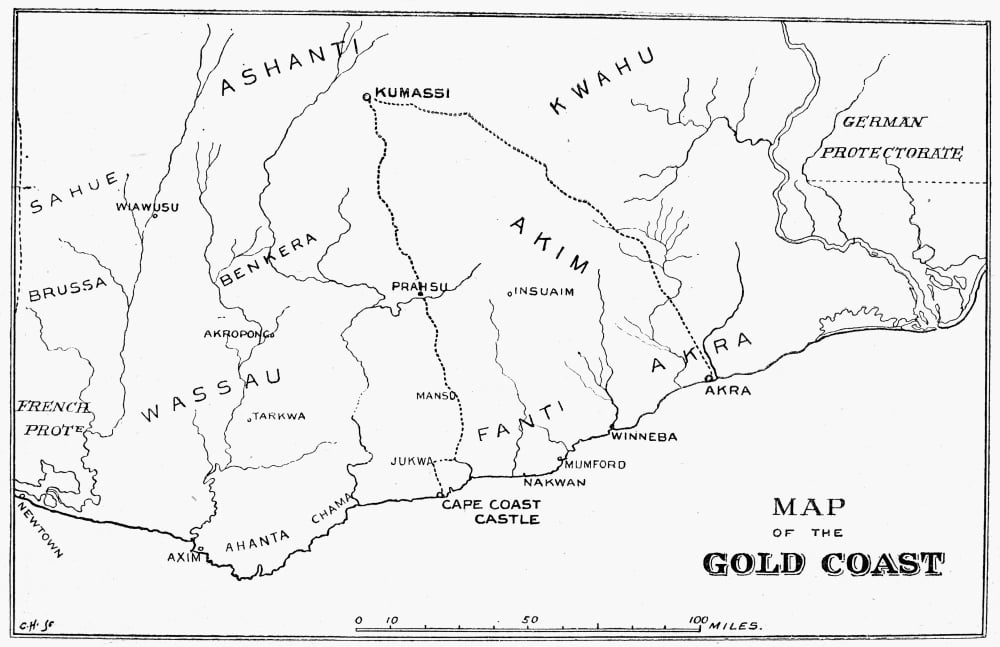 Map Of The Gold Coast, 1895. /Nthe Gold Coast In Ghana, From An English