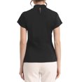 thumbnail image 3 of INSPIRE CHIC Work Top for Women's Stand Collar Cap Sleeve Keyhole Back Elegant Business Blouse XS Black, 3 of 6