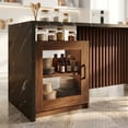 thumbnail image 6 of Hawsaiy 5 Piece Dining Table Set for 4, 63" Faux Marble Kitchen Table with LED Lights & Storage Cabinet and 4 Upholstered Dining Chairs, Modern Rectangular Dining Room Furniture Set, Black, 6 of 9