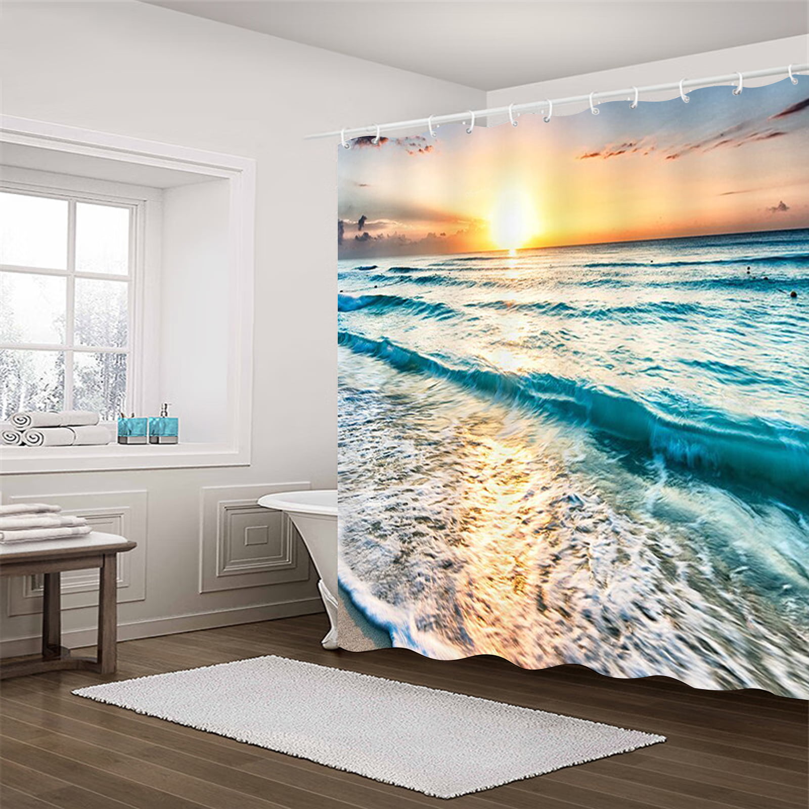  Shower Curtain Welcome Summer Sun Rises Above Sea Level Shower  Curtains Waterproof Polyester Fabric Bath Curtains with Hooks for Farmhouse Bathroom  Decor 54 Wx78 L : Home & Kitchen