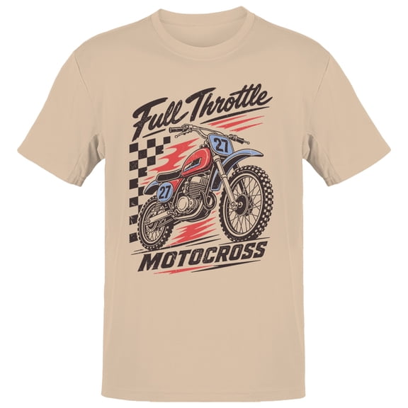 Smartprints Full Throttle Motocross Racing Men's T-Shirt Natural, Cotton, S
