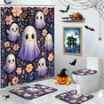 thumbnail image 2 of Happy Halloween Bathroom Set with Shower Curtain sets and Rugs Accessories, Cute Ghost Fall Shower Curtain, Pumpkin Treat or Trick Creepy Bathroom Decor 4 Pcs, 2 of 8