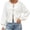 White, variant on Women's Knit Cardigan Bow Tie Front Bubble Rib Cuff Cropped Long Sleeve Sweater Jacket