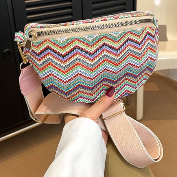 Riñonera para mujer, riñonera bohemia a rayas, riñonera multicolor (estilo 4) Sywqhk Para Estrenar