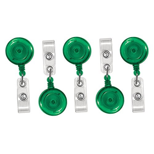 5 Pack - Translucent Badge Reel Holders with Alligator Swivel Clip -  Retractable Plastic Round Zip Reels - Cute Retracting Lanyards for Office  Name Tags & Nurse Swipe Badges by Specialist ID (Green) 