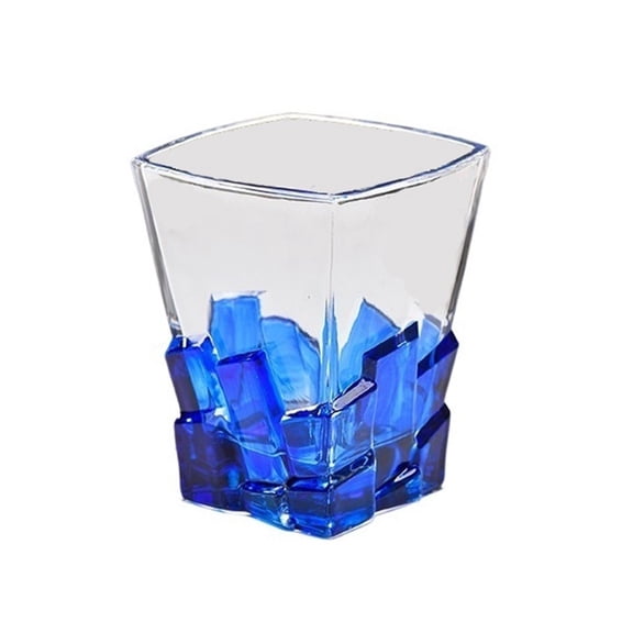 8.5Oz Colorful Drinking Glasses, Hand Painted Square Bottom Glasses Cup Whiskey Cup