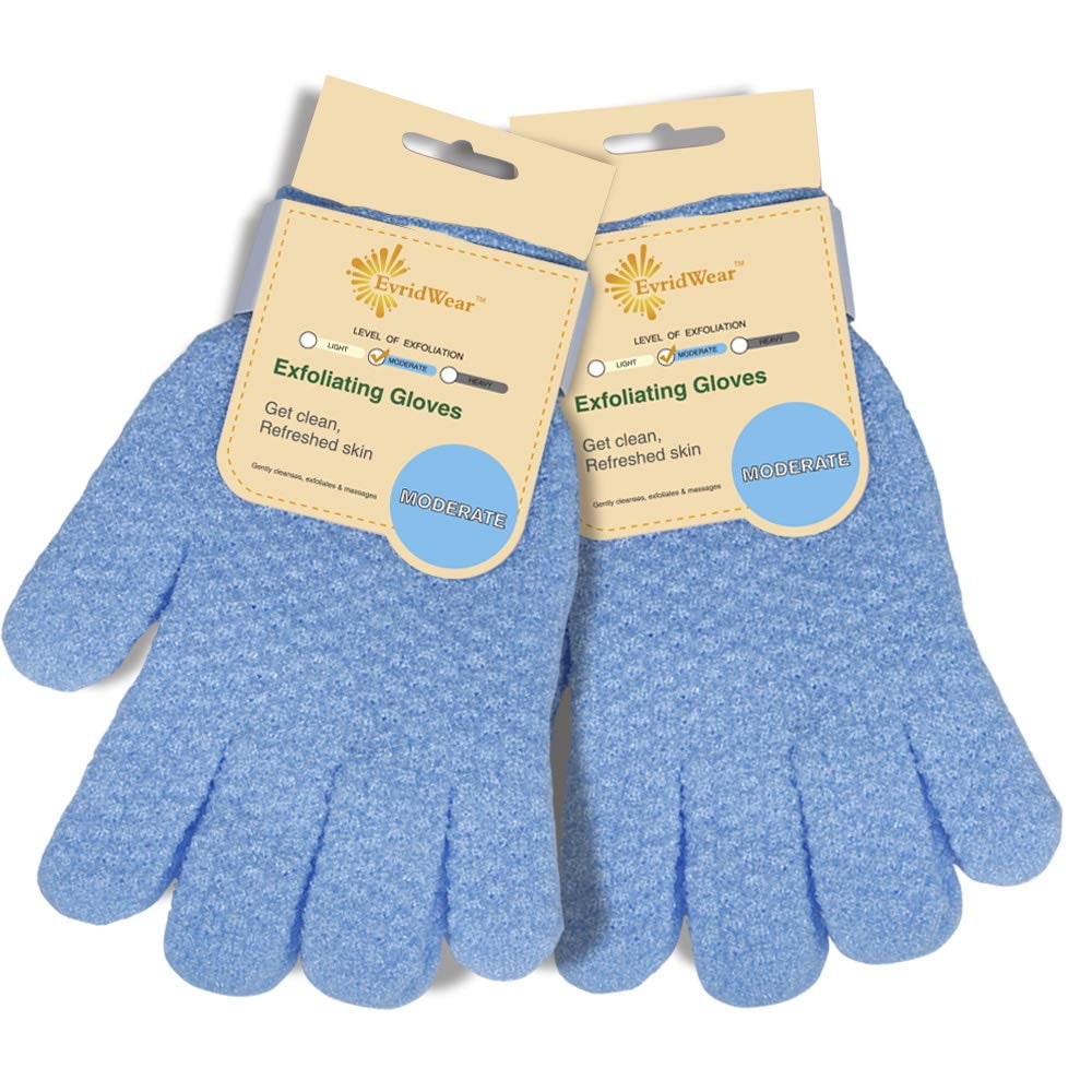 EvridWear Exfoliating Dual Texture Bath Gloves for Shower, Spa, Massage