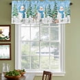 thumbnail image 3 of Blue Christmas Curtain Valances for Windows, Kitchen Valance Window Treatments Panel 2 Pack, Xmas Tree Snowman Elk Snowflake Rod Pocket Short Curtains for Bathroom Bedroom 60 x 18 Inch, 3 of 8