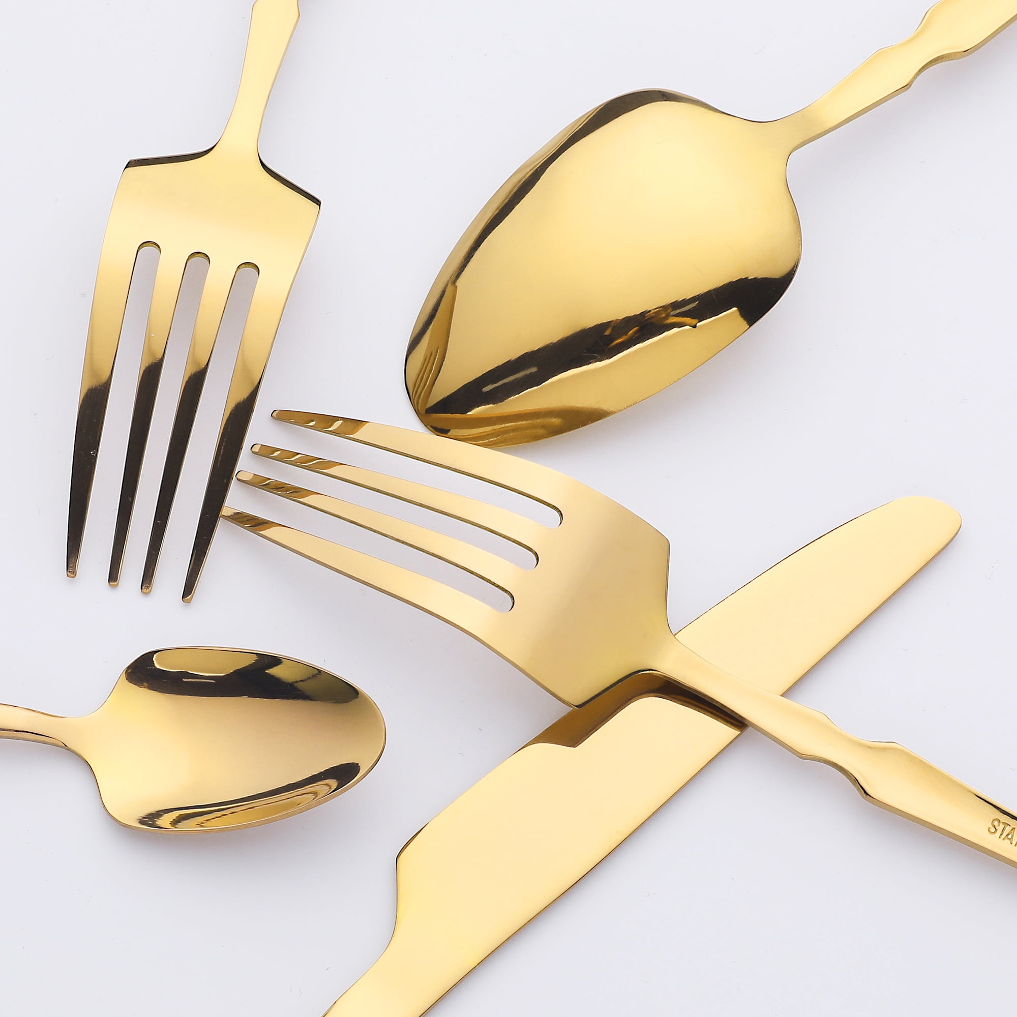 Unique Bargains 16 Pieces Stainless Steel Flatware Set for 4 Gold