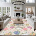 thumbnail image 3 of Large Area Rugs for Living Room Bedroom, Easter Bunny 6'x9' Rug Washable Carpet Runner Indoor Outdoor, Colorful Eggs Spring Leaves Daisy Flowers Non Slip Floor Mats Rug for Kitchen, Playroom, 3 of 8