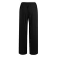 thumbnail image 5 of Lumtrix Linen Pants Women Drawstring Wide Leg Trousers Straight Casual Pleated Pants Cotton Summer Lounge Pant With Pockets Black S, 5 of 5