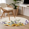 thumbnail image 5 of Area Rug 36in, Spring Sunflowers Lavender Floor Carpet Living Room Rug, Vintage Plants on Linen Non-Slip Welcome Mat Indoor Rugs for Bedroom Dining Room, 5 of 9
