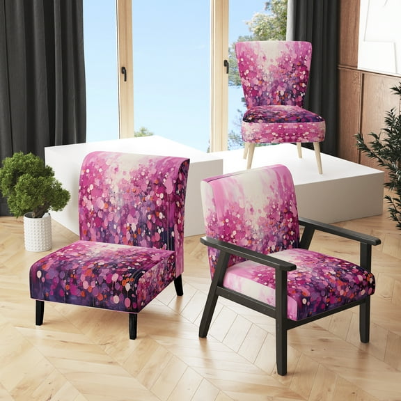 Designart "Magical Magenta" Pink Abstract Landscape Upholstered Accent Chair - Modern Arm Chair For Living Room
