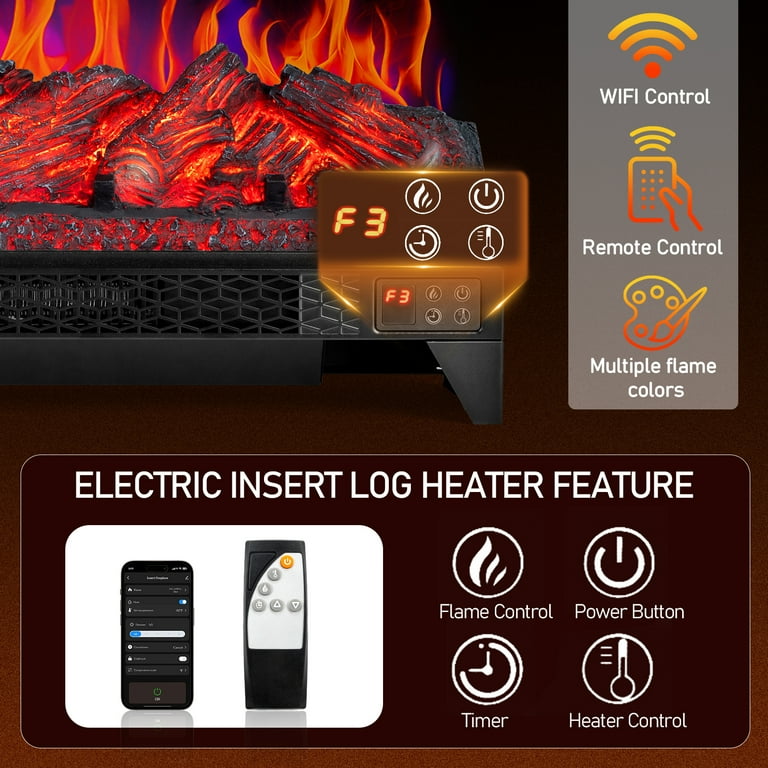 Zimtown 23'' Electric Fireplace Insert w/Remote & WiFi Control