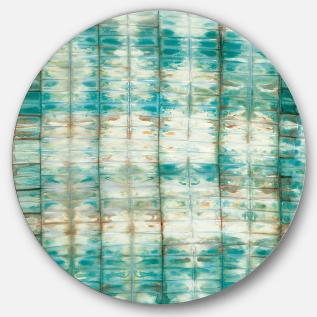 Designart 'Blue diamonds minimal geometric II' Geometric Metal Circle Wall Art