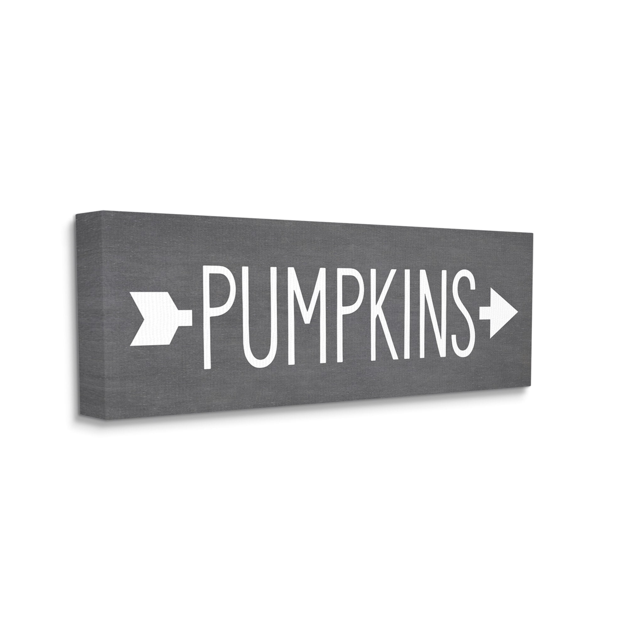 Stupell Industries Pumpkins Rustic Seasonal Autumn Arrow Pointing Sign Graphic Art Gallery Wrapped Canvas Print Wall Art, Design by Lettered and Lined