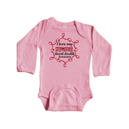 

Inktastic I Love My Stepmother Heart Health Awareness Gift Baby Boy or Baby Girl Long Sleeve Bodysuit
