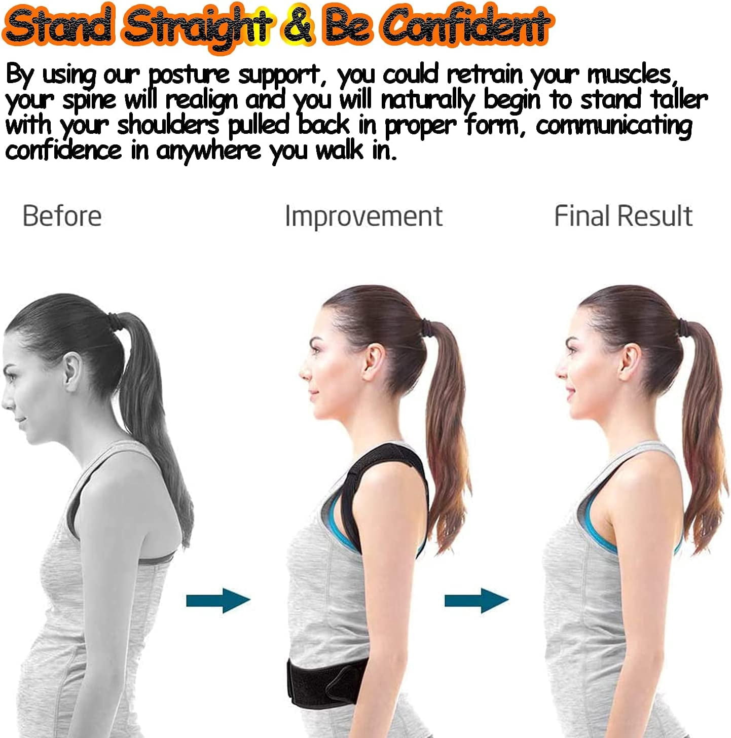 SLGHLSAHG Back Brace Posture Corrector for Men and Women,Adjustable Posture Back Brace Straightener Shoulder Upright Support Trainer for Body Correction and Neck Pain Relief (Large) A13738