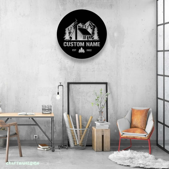 Craftnamesign Custom Cabin Life Metal Sign LED Light, Mountain Camping Sign, Forest Camping Sign