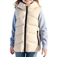 thumbnail image 2 of AUNVITO Kids Hooded Puffer Vest Lightweight Warm Zipper Front Jacket for Boys & Girls 5-10Y, Solid Color Quilted Sleeveless Coat Outdoor Winter Layering, 2 of 3