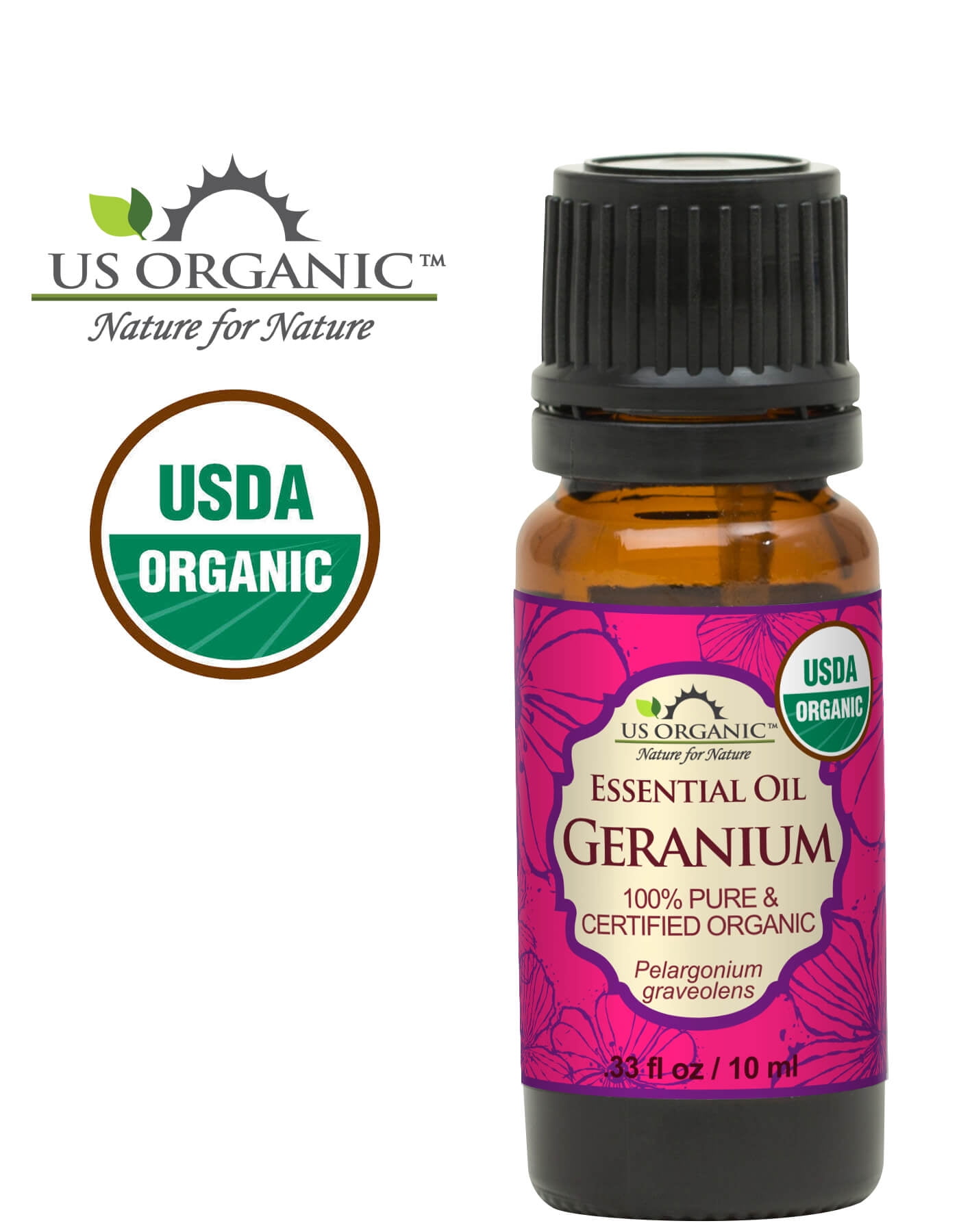 US Organic Geranium Essential Oil, 100% Pure Certified USDA Organic