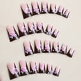 thumbnail image 2 of Uñas de pato a presión, puntas de uñas de pato de cobertura completa, uñas postizas de Gel suave francés ancho blanco con diseños de flores y diamantes de imitación, 2 of 5