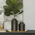 thumbnail image 2 of DecMode 12", 8"H Black Metal Vase, Set of 2, 2 of 7