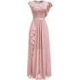 thumbnail image 5 of WULMLEO Formal Dresses for Women 2025 Wedding Guest with Slit Cocktail Elegant Lace Long Prom Dress Pink S, 5 of 7