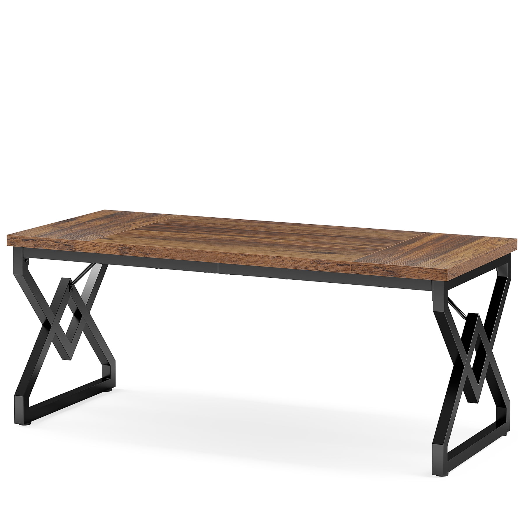 Tribesigns 63 Inch Computer Desk, Large Executive Desk with Thicker Frame, Modern Simple Computer Desk for Home Office, Brown&Black