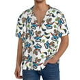 thumbnail image 7 of Lsque Funny Excavator print Men's Cuban Collar Short Sleeve Shirt Summer Beachwear Casual Button Down Fashionable Vacation Leisure Shirt-XX-Large, 7 of 7