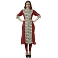 thumbnail image 2 of Moomaya Women Printed Kurti Knee Length Kurta Tunic Tops V Neck Plus Size Dress, 2 of 6