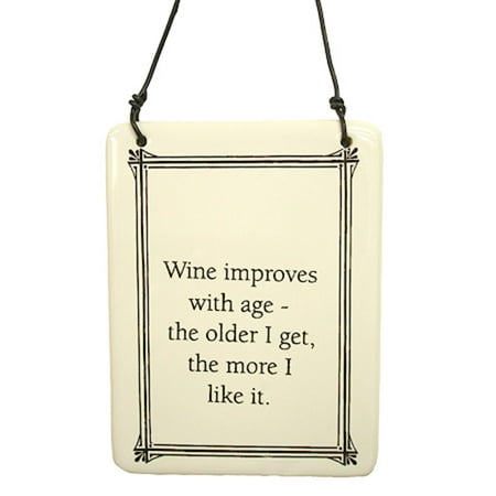 Midwest 6" Funny "Wine Improves With Age" Christmas Ornament - White