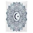 thumbnail image 2 of Moon Outdoor Tablecloth, Arabesque Symbol Eastern Design Religious Celebration Vintage Circle Pattern, Decorative Washable Fabric Picnic Table Cloth, 58 X 84 Inches,Dark Blue Teal White, by Ambesonne, 2 of 2