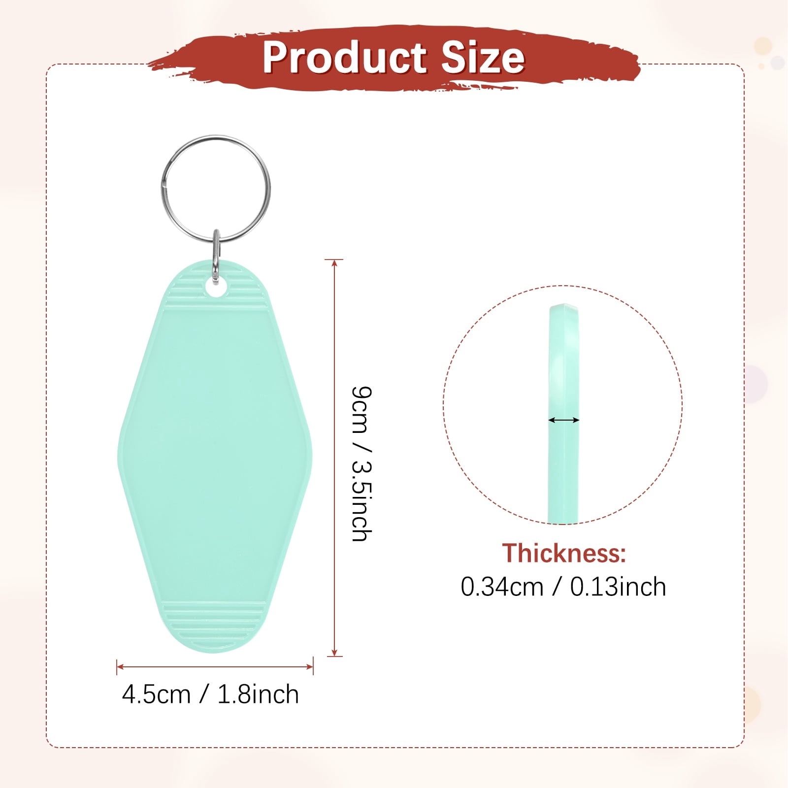 Blank Hotel Keychain Tags [30PCS] - Plastic Rhombus Blank Motel Keychain for Luggage Labels [Light Blue] Vintage Key Tags