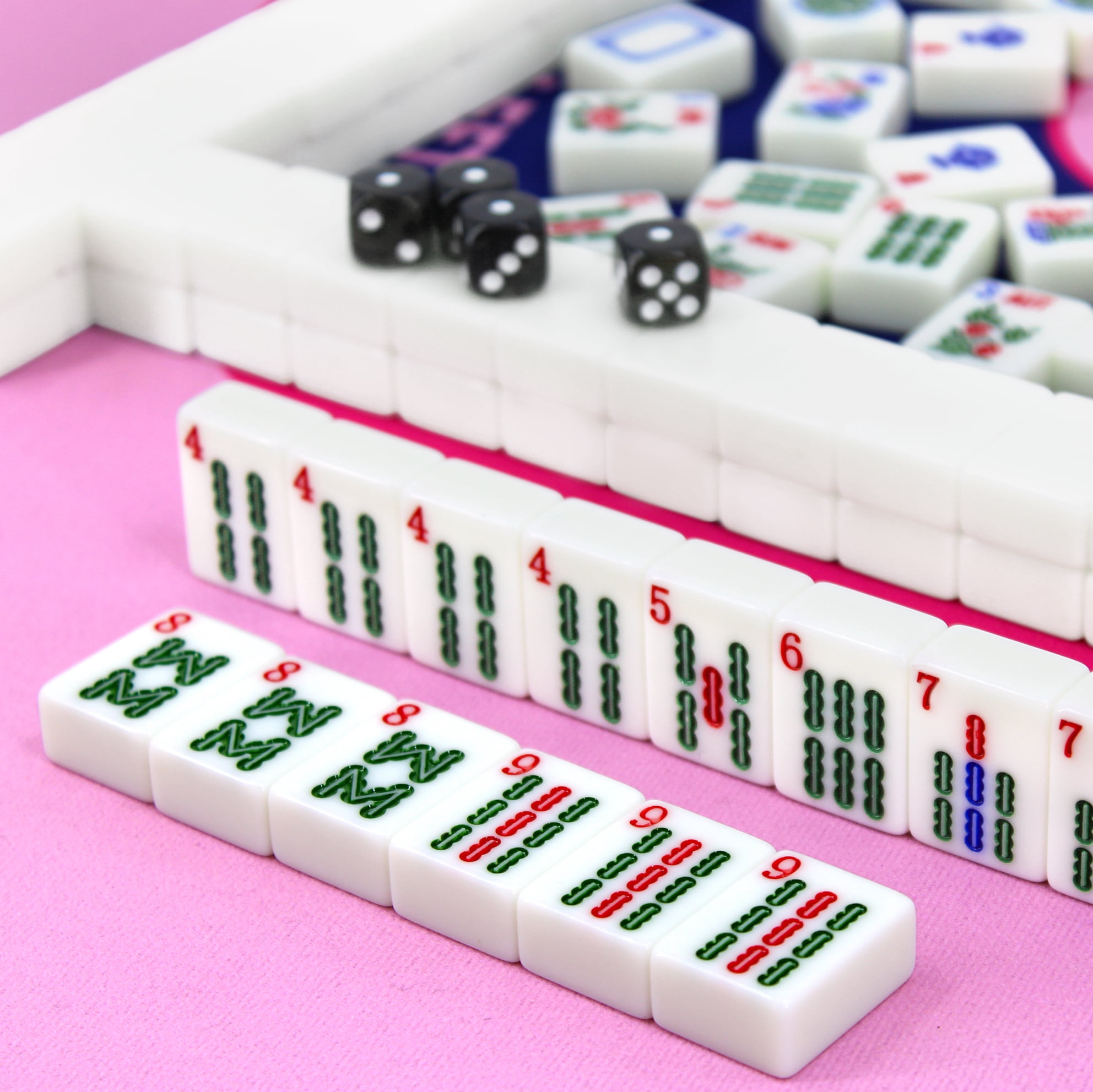 Complete American Mahjong Set with 166 White Tiles (1.2"), 4 Dice, and A Storage Case, Ideal for Game Nights and Gifts