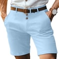 thumbnail image 2 of ZenCart Men Shorts Mid-rise Buttons Zipper Fly Solid Color Shorts with Pockets Straight Leg Summer Casual Shorts Daily Wear, 2 of 8