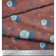 thumbnail image 1 of Soimoi Brown Modal Satin Fabric Leaves & Floral Hand Drawn Decor Fabric Printed Yard 42 Inch Wide, 1 of 2