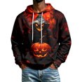 thumbnail image 4 of Leidass Halloween Hoodie for Men Funny Pumpkin Face Hooded Sweatshirts Scary Skull Long SLeeve Tops Holiday Costumes Orange XL, 4 of 5