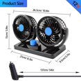 thumbnail image 4 of Ventilador de aire de refrigeración para coche, circulador de aire de refrigeración eléctrico de doble cabezal de 12 V, ventilador automático giratorio de 360 ​​grados para sedán SUV/RV/barc, 4 of 5