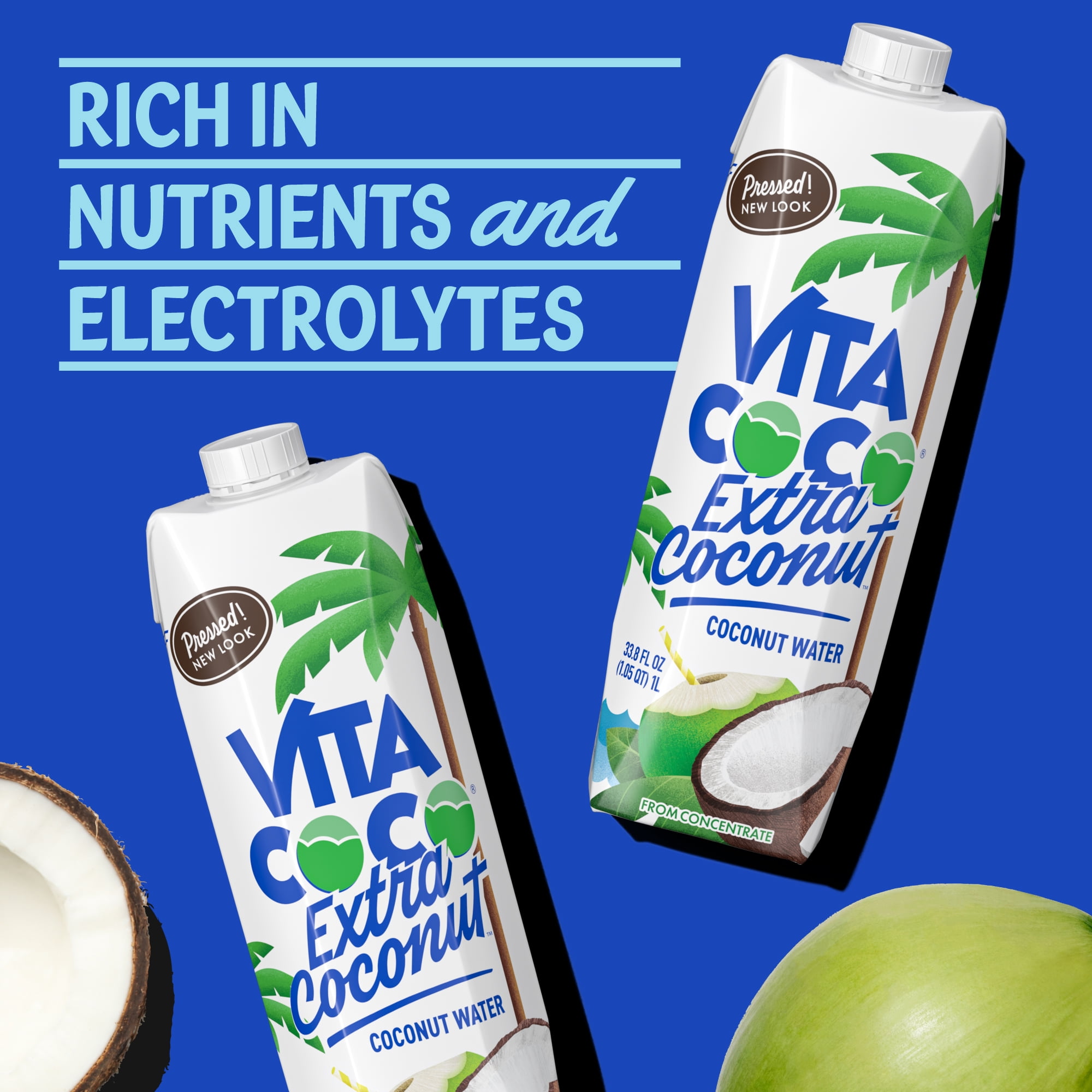 (3 pack) Vita Coco Extra Coconut Coconut Water, 1 Liter