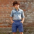 thumbnail image 2 of CPNG Boys Athletic Cargo Shorts Solid Color Sport Cargo Shorts Elastic High Waist Casual Loose Cargo Shorts Outwear Shorts(Blue,11-12 Years), 2 of 8