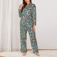 thumbnail image 2 of Pofeuu Foxes and Birds in Forest Print Womens Pajamas Set Long Sleeve Sleepwear Button Down Nightwear Soft Pj Lounge Sets Button Down Pajamas Women-XX-Large, 2 of 7