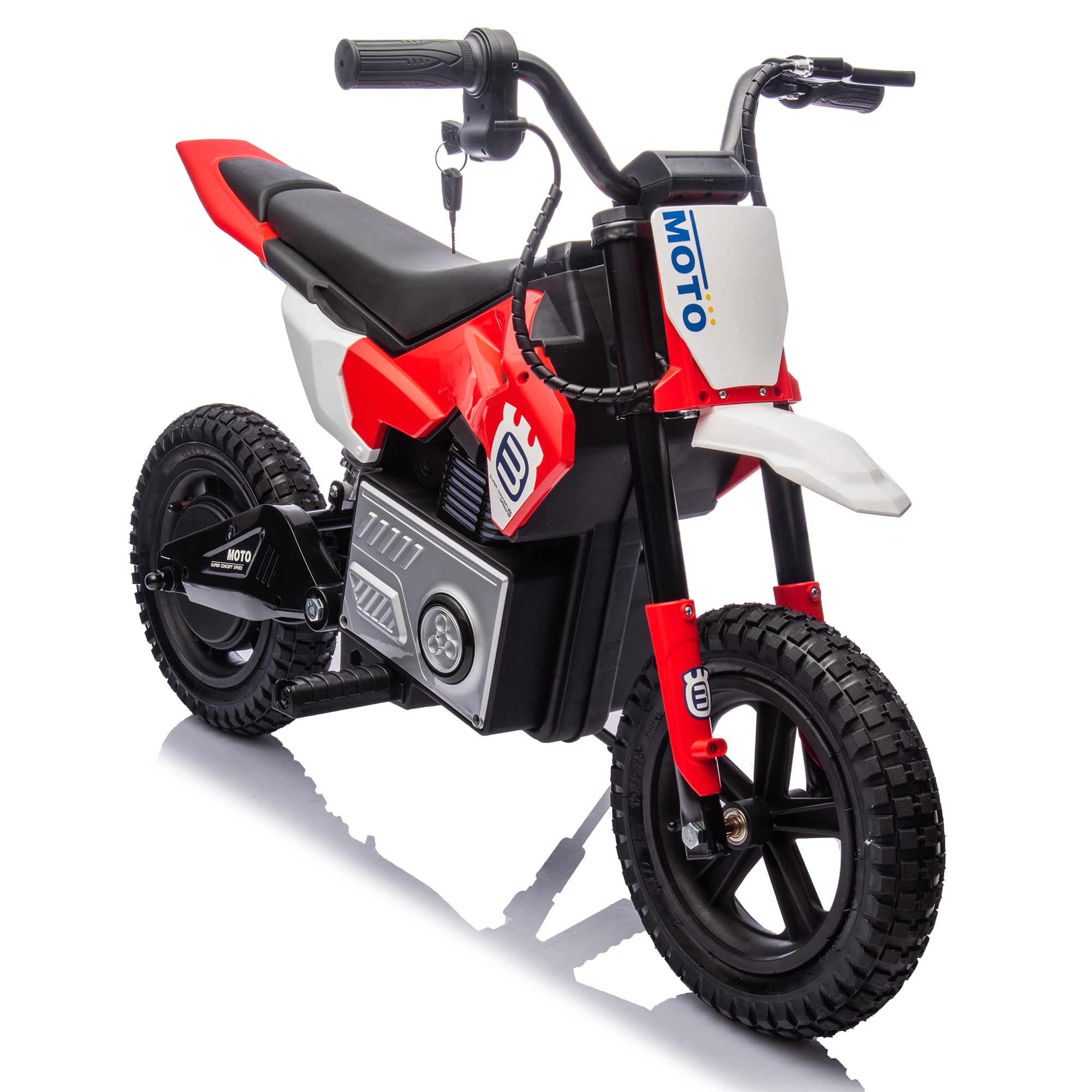 ThunderBolt 24V Electric Dirt Bike Ride-On Motorcycle for Kids 5-15, 200W Motor, 3-9MPH Adjustable Speed, LED Lights, Shock Absorber,