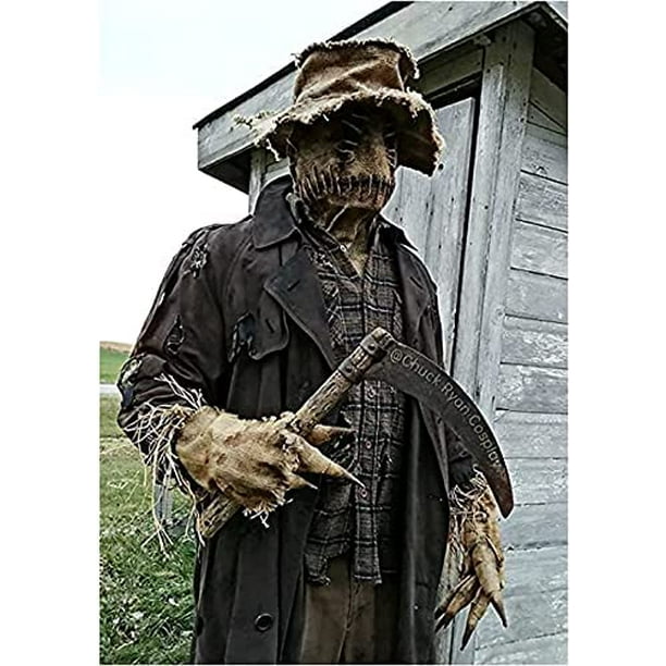 Tianbi Máscara De Halloween Aterradora De Espantapájaros – Tocado De Arpillera Pintada A Mano, Disfraz Y Accesorio De Cosplay Para Fiestas De Terror